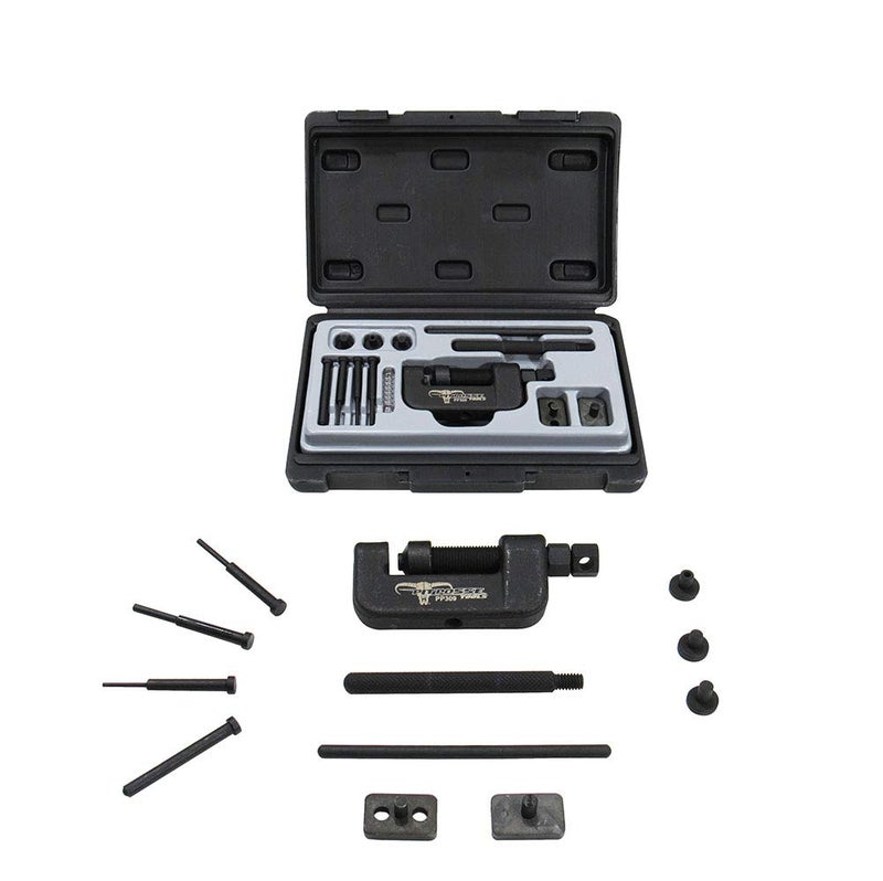 Pit Posse PP309 Chain Breaker and Riveting Tool - 16-Piece Motorcycle Chain Cutter Tool Kit - User-Friendly & Practical - Premium Quality Sturdy Design - Includes Carrying Case - Image 1